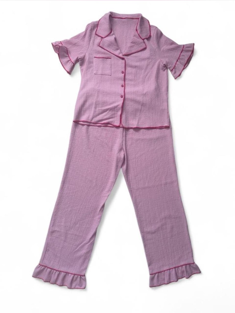 Pink Ruffle-Trim Pajama Set